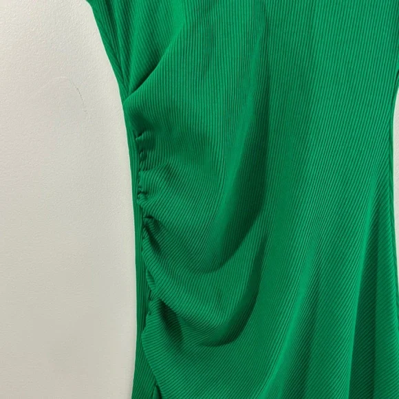 Zara Sleeveless Green Midi Dress Ribbed Fitted Size Small - Picture 5 of 8